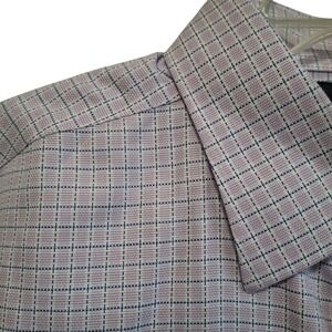 Hart Schaffner Marx Men's 17 - 34 Shirt Long Sleeve‎ Pima Cotton Purple Plaid